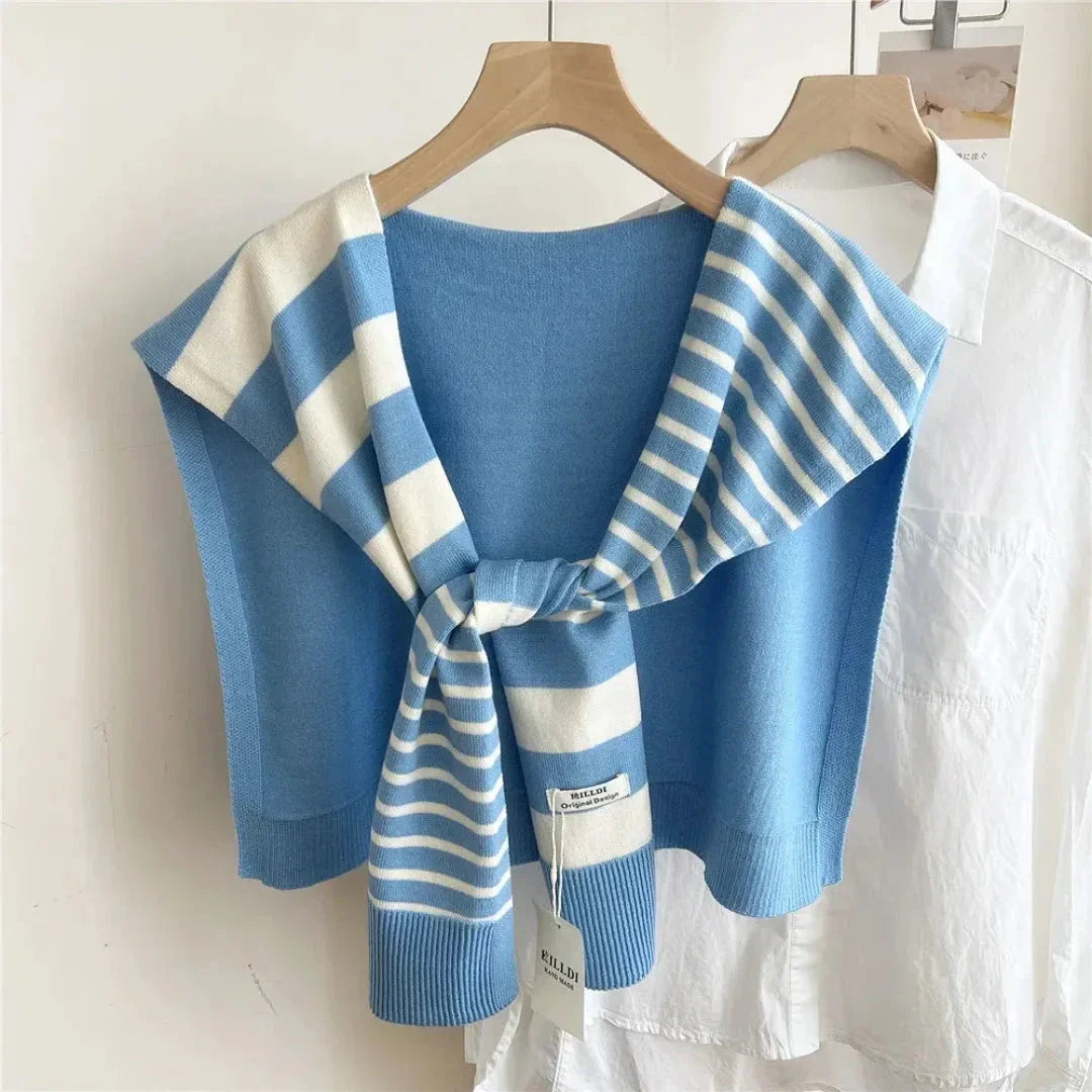 Waylynn Demi Striped Knitted Shawl With Cozy Warmth For Minimalist Wardrobe Fans