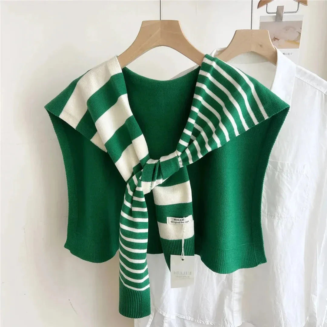 Waylynn Demi Striped Knitted Shawl With Cozy Warmth For Minimalist Wardrobe Fans