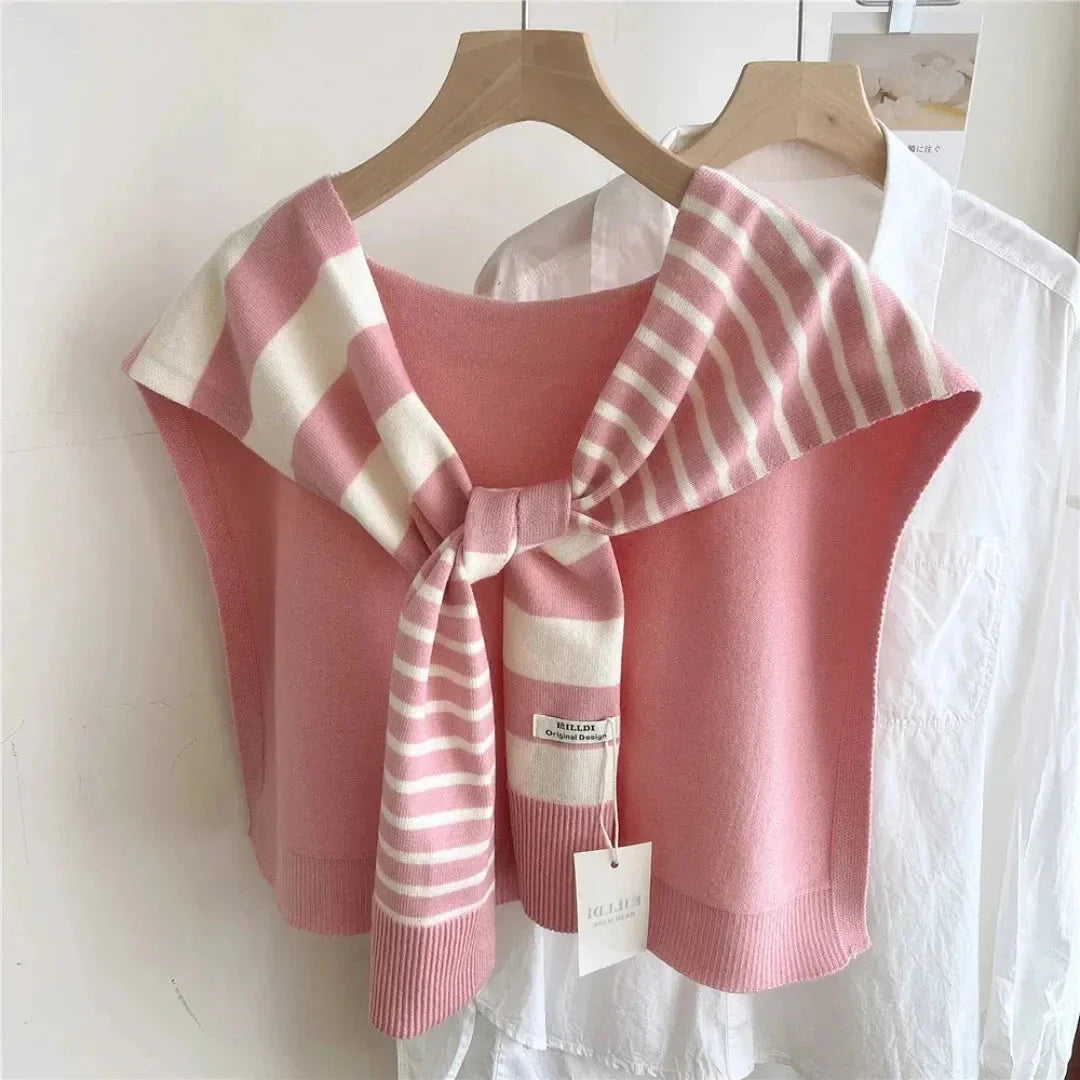 Waylynn Demi Striped Knitted Shawl With Cozy Warmth For Minimalist Wardrobe Fans