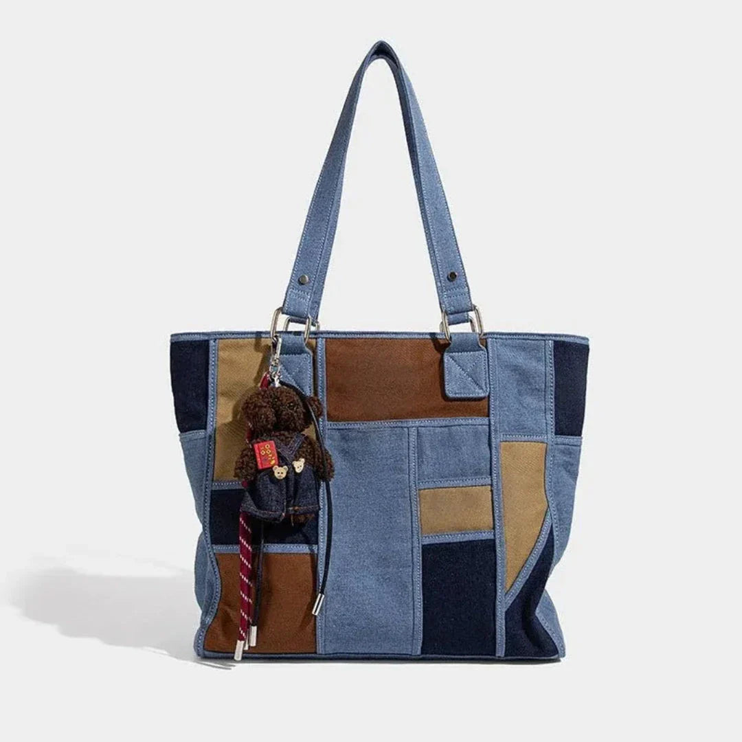 Denim Patchwork Tote Bag - Street-Wave