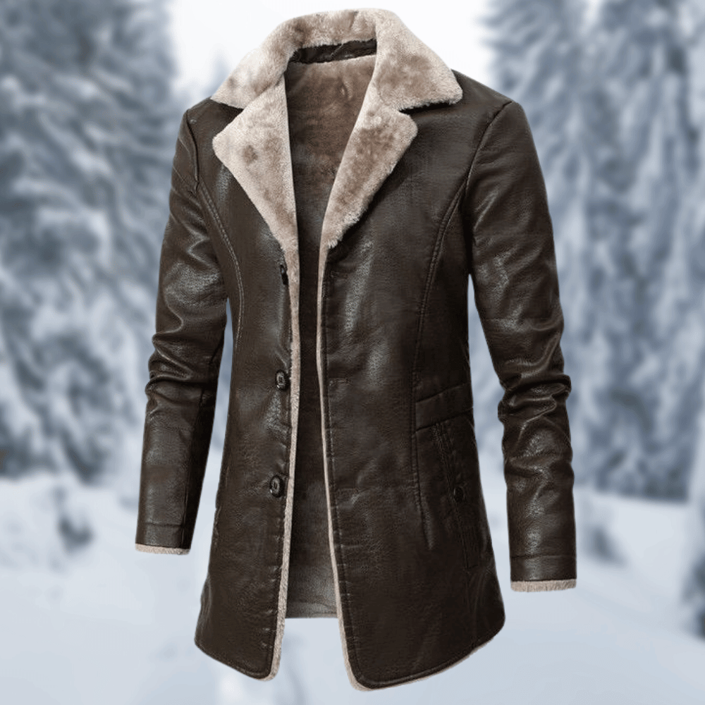 Streetwave Mens Winter Coat With Warm Lining Elegant Leather Look Insulated Outerwear