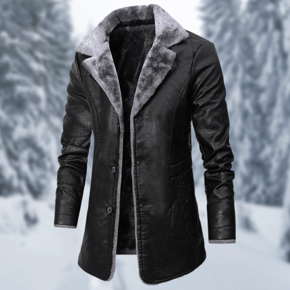 Streetwave Mens Winter Coat With Warm Lining Elegant Leather Look Insulated Outerwear