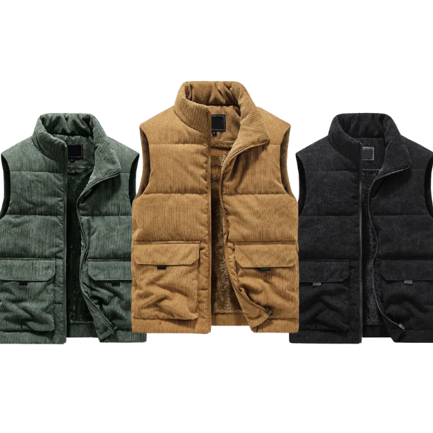 Street Wave East Corduroy Padded Vest For Adventurers Double Warmth And Full Mobility