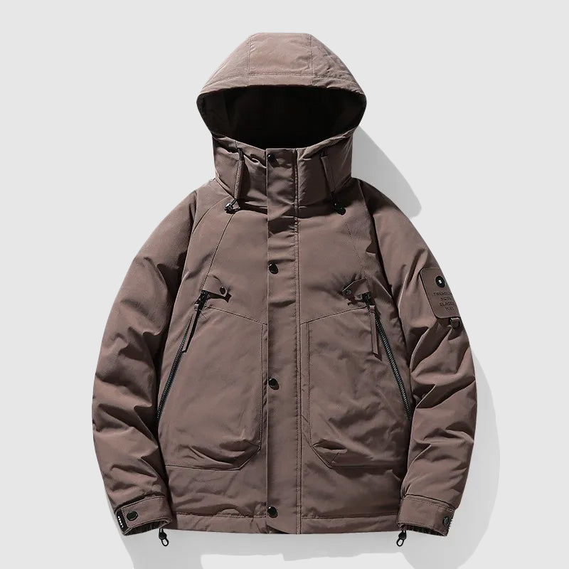 Street-Wave Mens Detachable Hood Down Filled Winter Jacket With White Duck Down Insulation