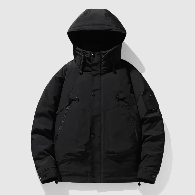Street-Wave Mens Detachable Hood Down Filled Winter Jacket With White Duck Down Insulation