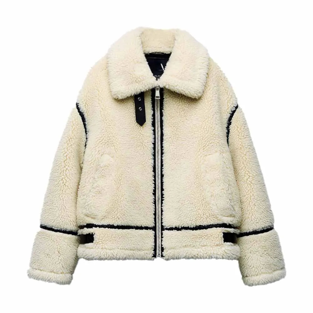 Street-Wave Women's Sherpa Jacket - Cozy Warmth, Plush Fleece Coat for Winter Style