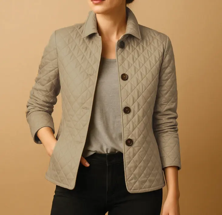 Diamond Quilted Jacket For Women Street Wave Cozy Warmth