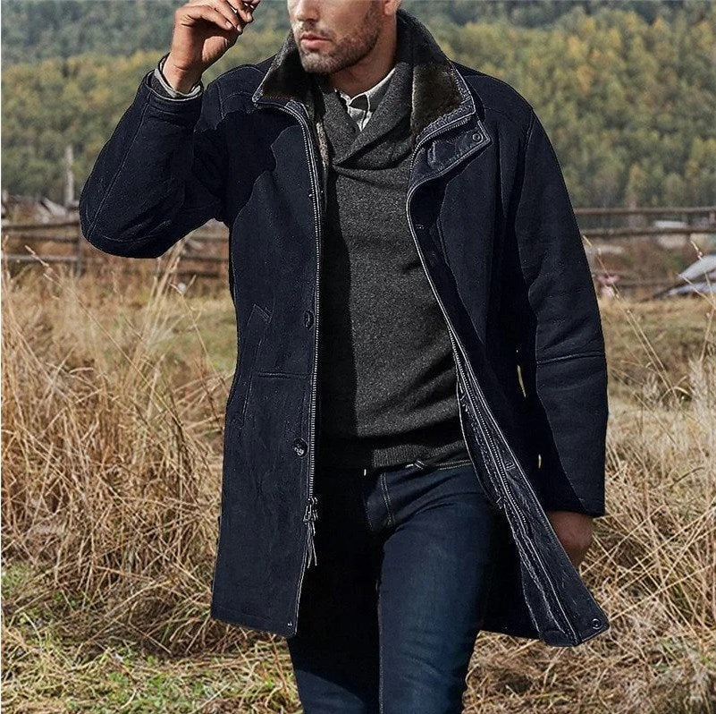 Street-Wave Mens Suede Jacket Water-Repellent Warmth Durable Winter Wear For Men
