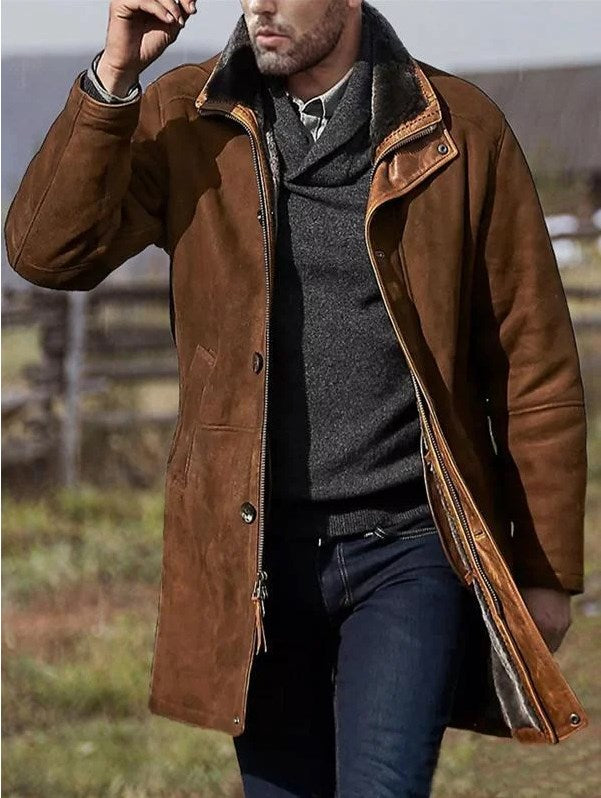 Street-Wave Mens Suede Jacket Water-Repellent Warmth Durable Winter Wear For Men