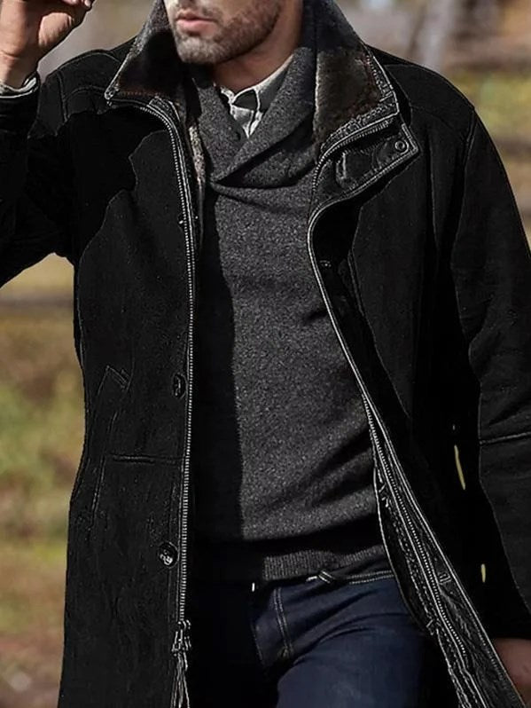 Street-Wave Mens Suede Jacket Water-Repellent Warmth Durable Winter Wear For Men