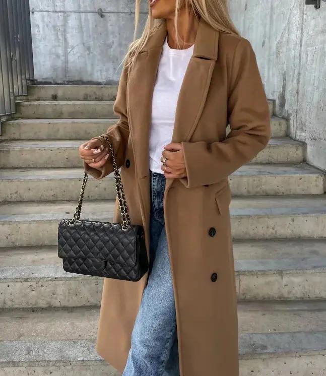 Street-Wave Double-Breasted Winter Coat Women Belted Chic