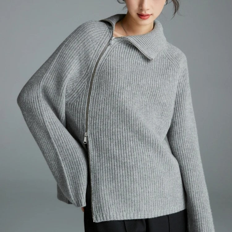 Street-Wave Women's Turtleneck Sweater With Double Zipper For Cozy Yet Chic Winter Style