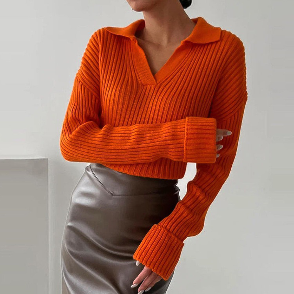 Street-wave Couture Knit Pullover for Women Luxurious Ribbed Sweater With Cozy Comfort And Style