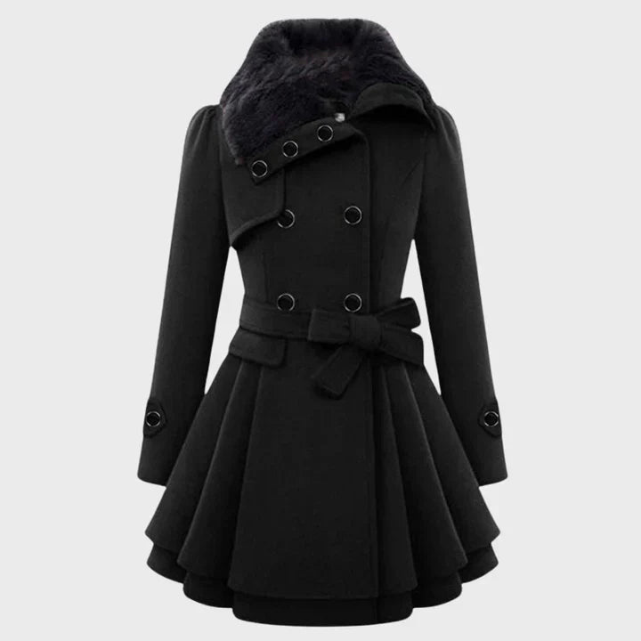 Streetwave Jacket Dress for Women Chic Belted Coat Style with Faux Fur Collar and Soft Woven Fabric