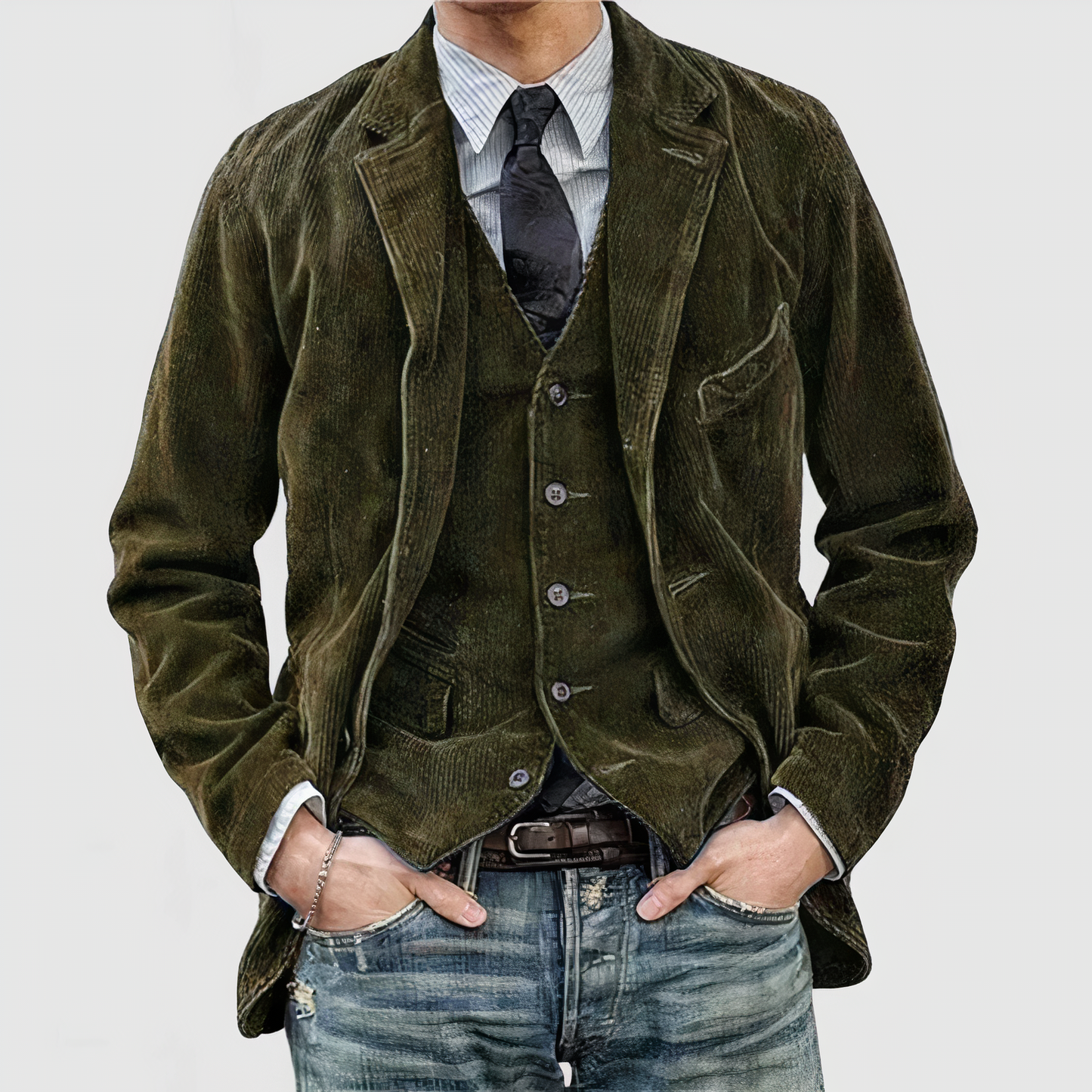 Street-wave Cordura Corduroy Jacket For Men Durable Vintage Texture And Comfort For Everyday Streetwear