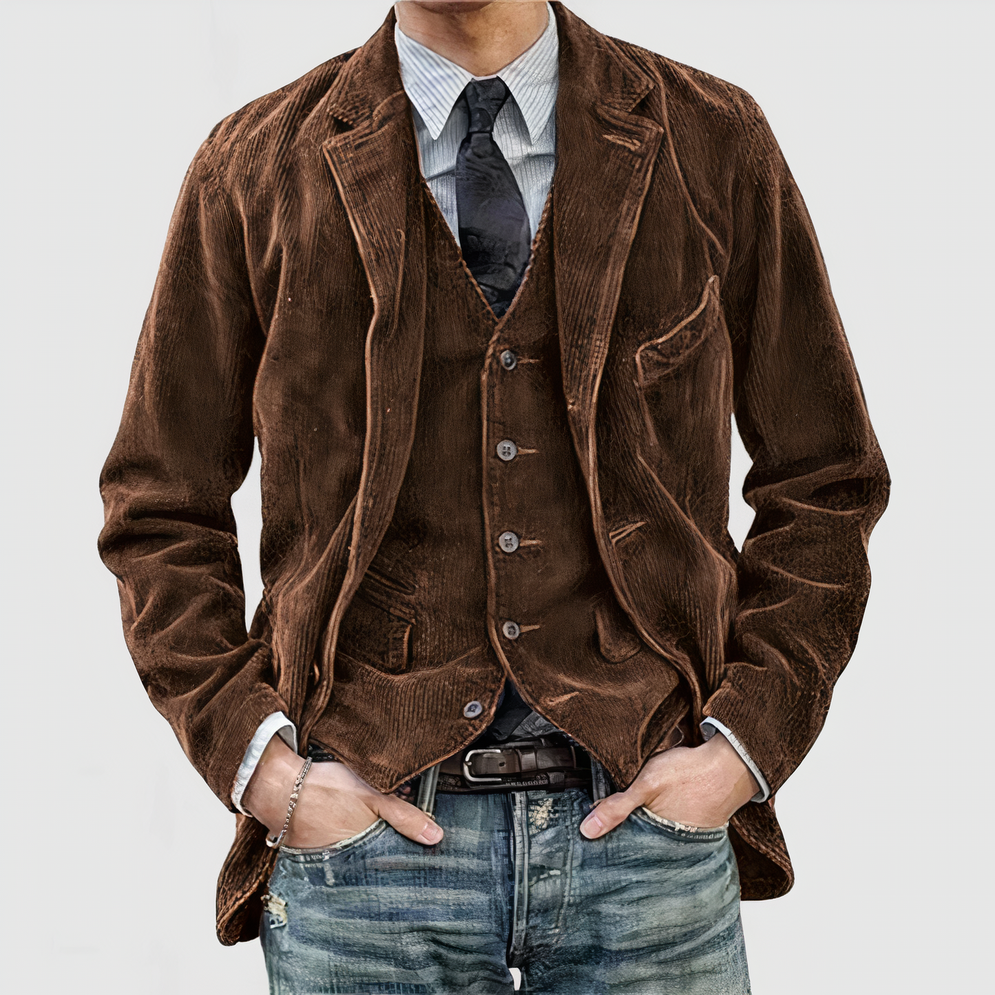 Street-wave Cordura Corduroy Jacket For Men Durable Vintage Texture And Comfort For Everyday Streetwear
