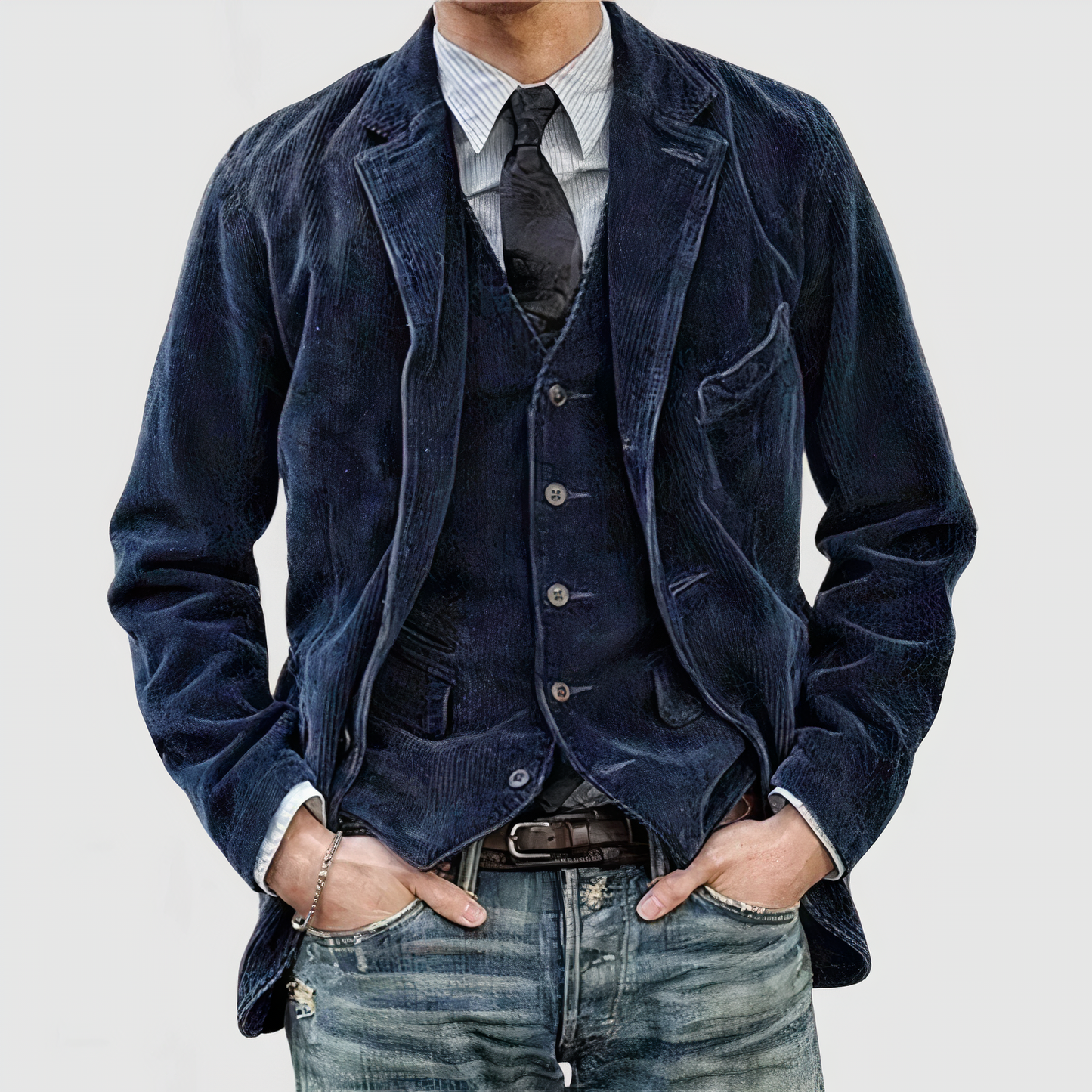 Street-wave Cordura Corduroy Jacket For Men Durable Vintage Texture And Comfort For Everyday Streetwear