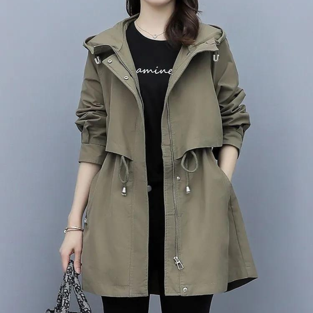 Street-wave Women's Hooded Jacket With Adjustable Drawcord For Fall Lightweight And Stylish