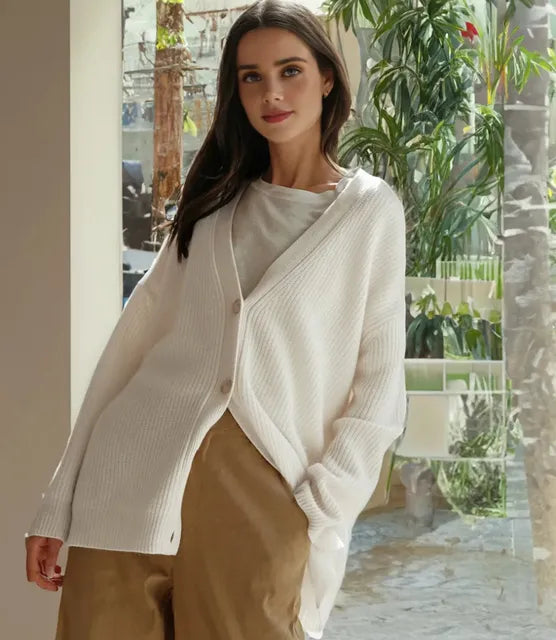 Streetwave Women's Cashmere Knit Cardigan V Neck Soft Lightweight Luxury Wardrobe Essential