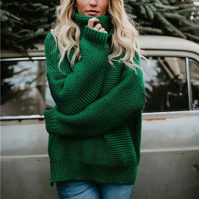 Streetwave Classic Knit Turtleneck Sweater For Women Soft Cotton Acrylic Blend Warm Cozy Pullover