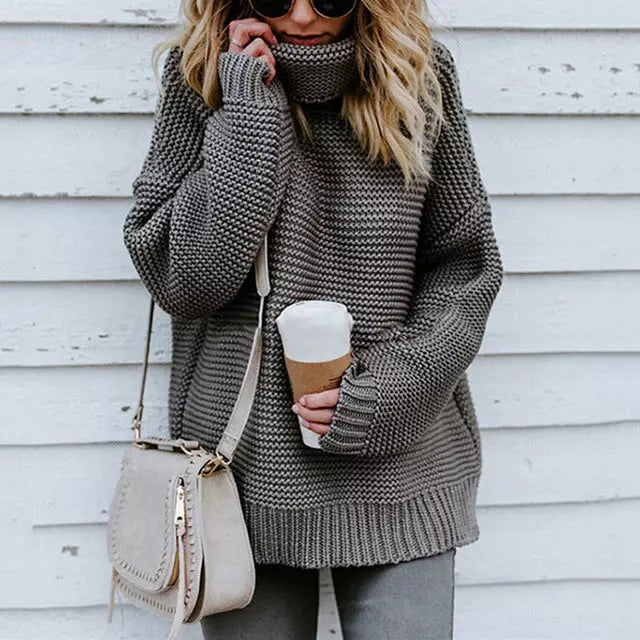 Streetwave Classic Knit Turtleneck Sweater For Women Soft Cotton Acrylic Blend Warm Cozy Pullover
