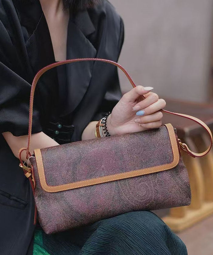 Sacs à bandoulière élégants en cuir durable jacquard chocolat - Street-Wave