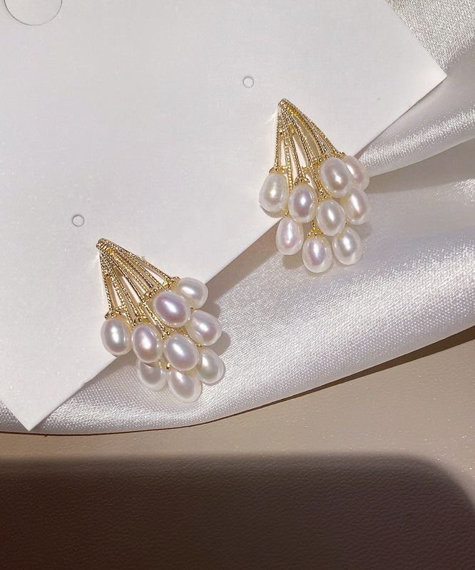 Boucles d'oreilles élégantes en or, cuivre et perles de raisin - Street-Wave