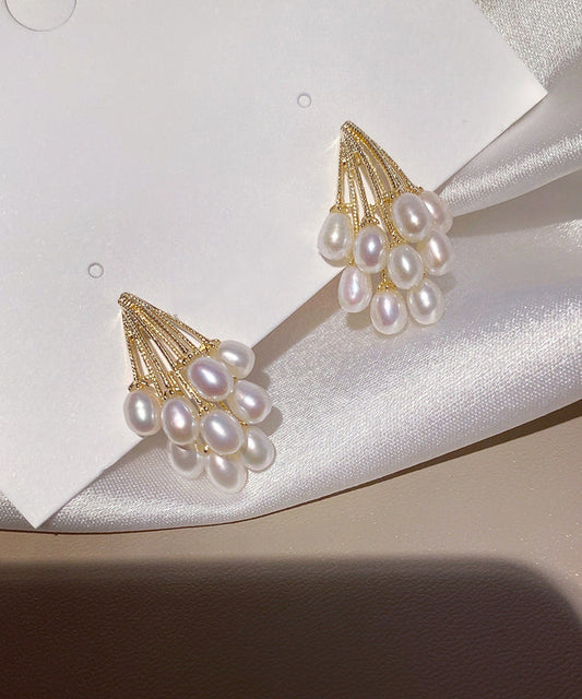 Boucles d'oreilles élégantes en or, cuivre et perles de raisin - Street-Wave