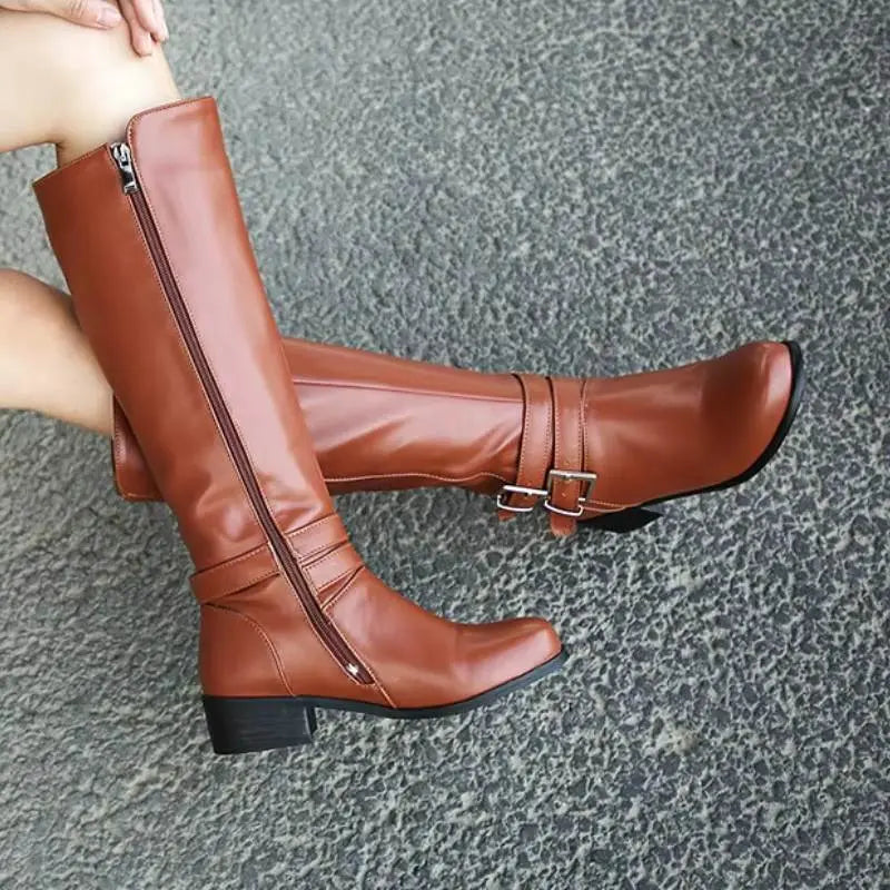 Street-Wave Knee High Boots For Women Elegant Comfort With Warm Plush Lining
