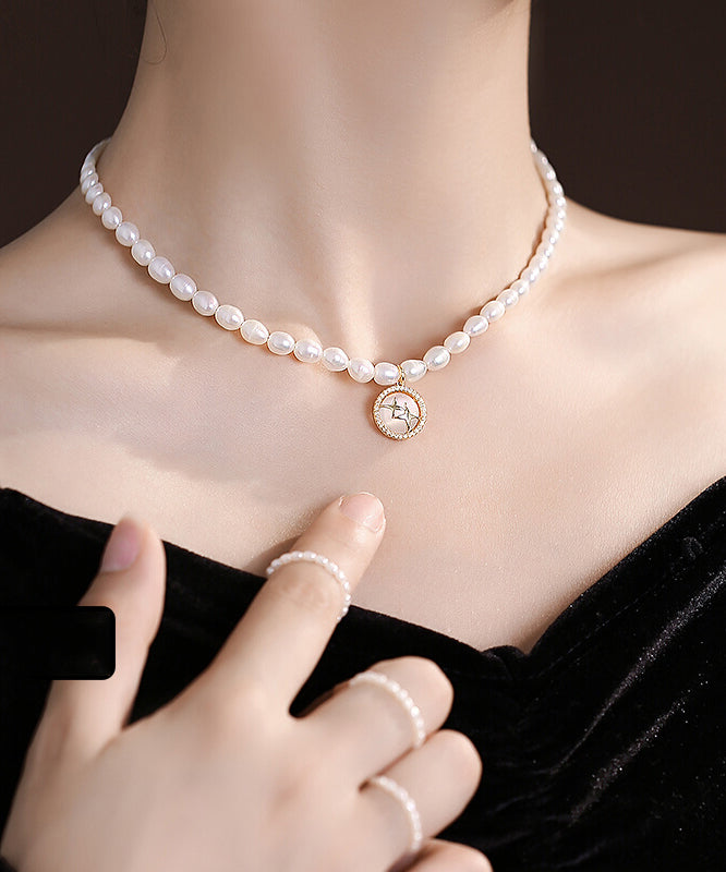 Collier élégant avec pendentif en pierre œil de chat et perle en alliage blanc - Street-Wave