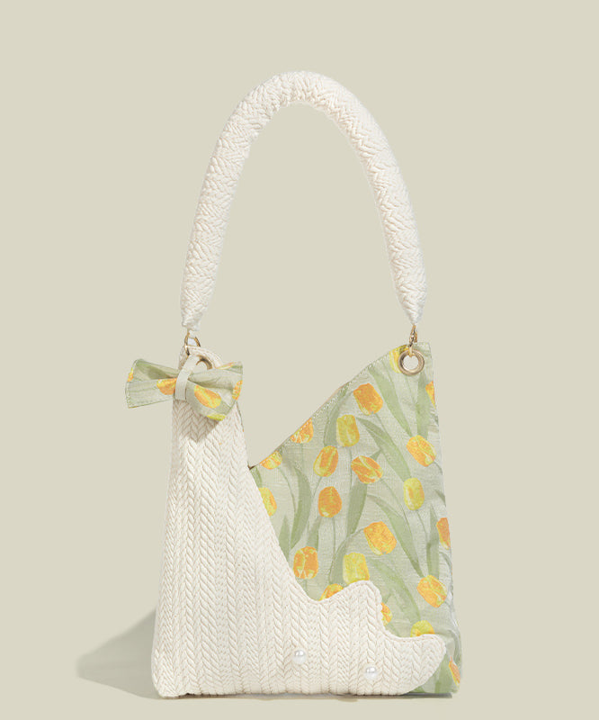 Sacs à bandoulière élégants en coton patchwork blanc asymétrique - Street-Wave
