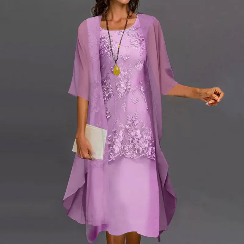 Street-Wave Chiffon Two-Piece Dress For Women Elegant And Lightweight