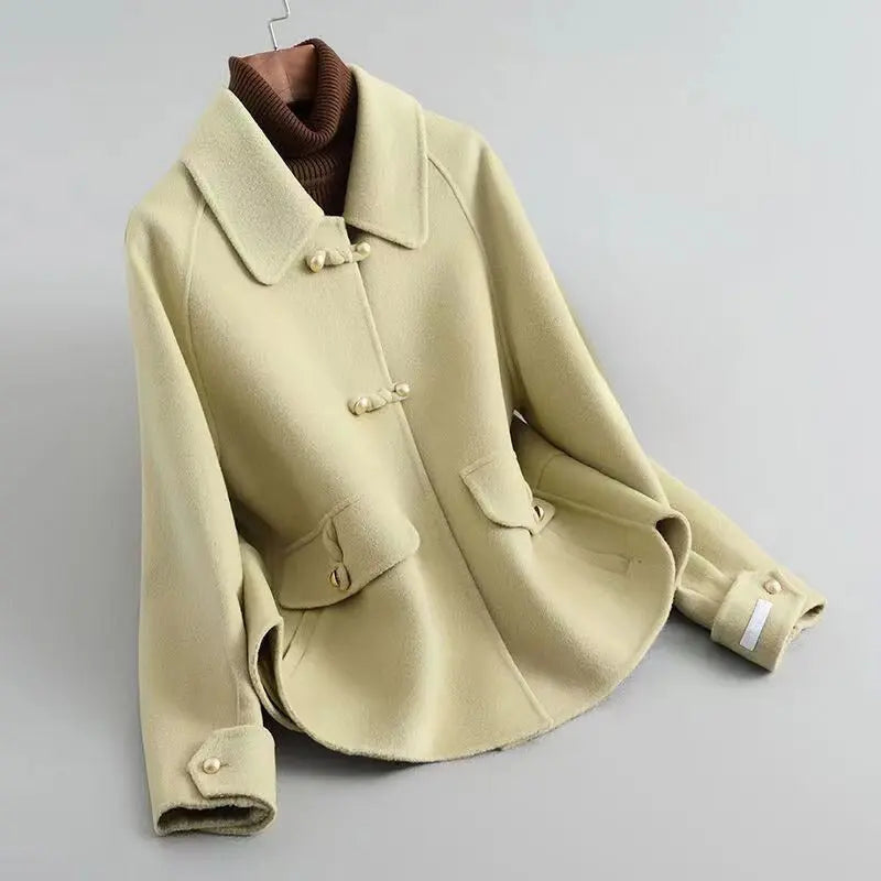 Street Wave Pearl Button Coat For Women Timeless Chic Soft Knit Blend
