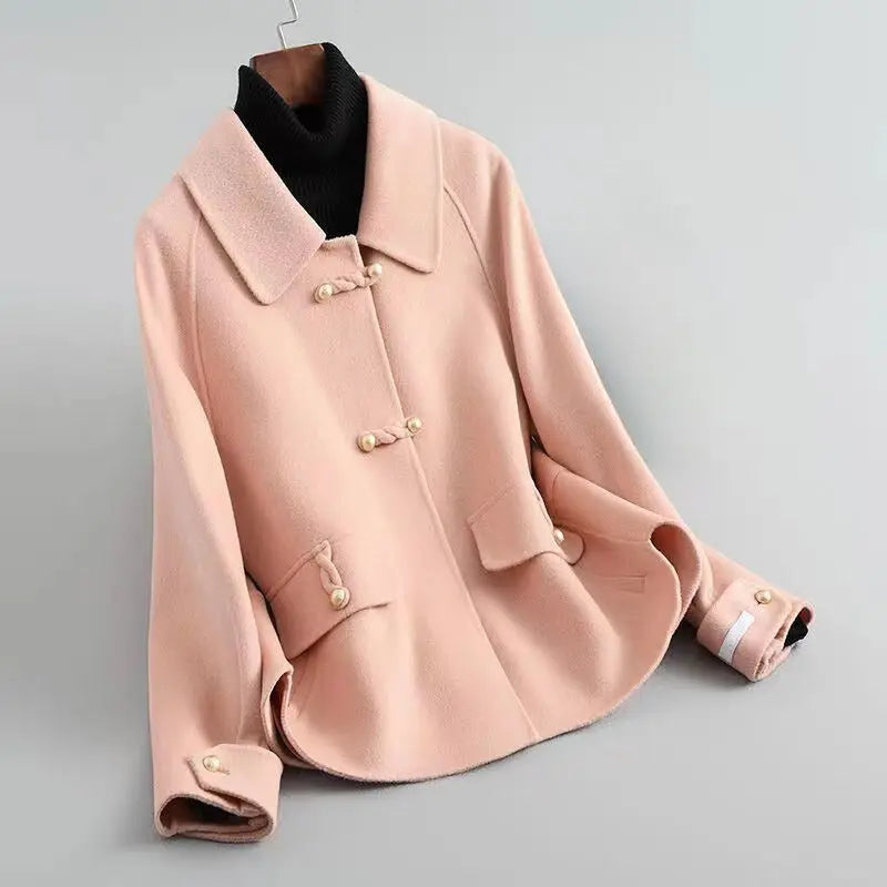Street Wave Pearl Button Coat For Women Timeless Chic Soft Knit Blend
