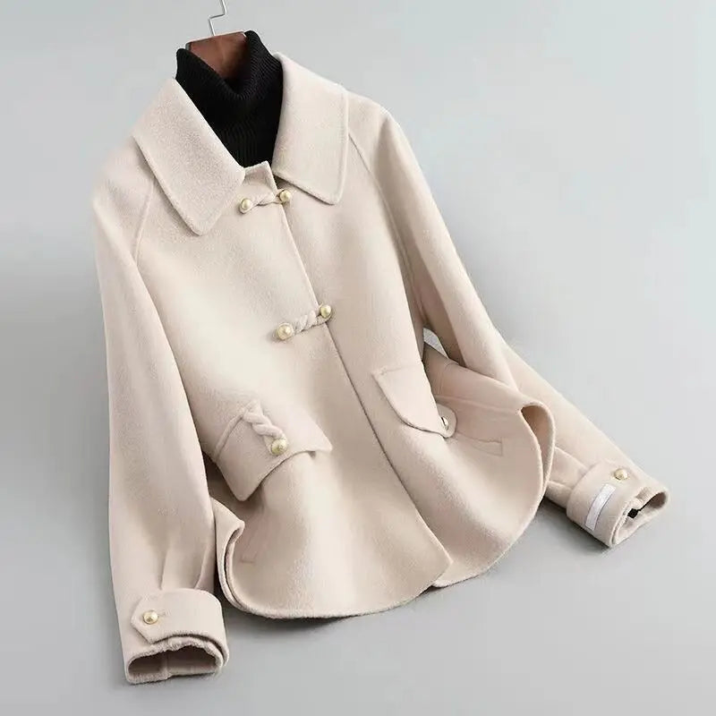 Street Wave Pearl Button Coat For Women Timeless Chic Soft Knit Blend