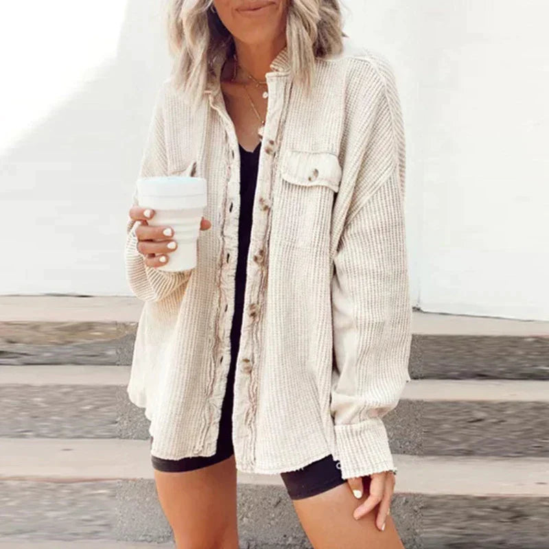 Street-wave Cozy Button-Front Cardigan For Everyday Casual Wear And Minimalist Style