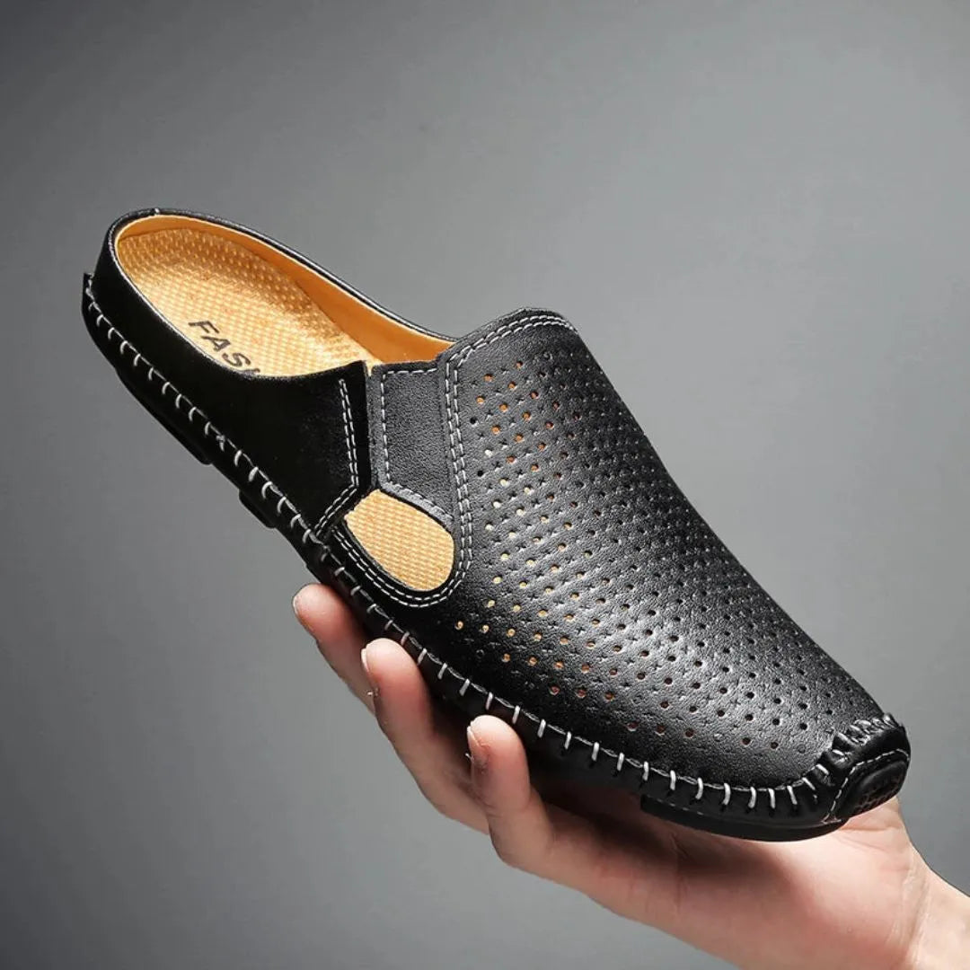 Street-Wave Eliano AirWeave Mules Perforated Faux Leather With Cushioned Insole And Ventilated Comfort