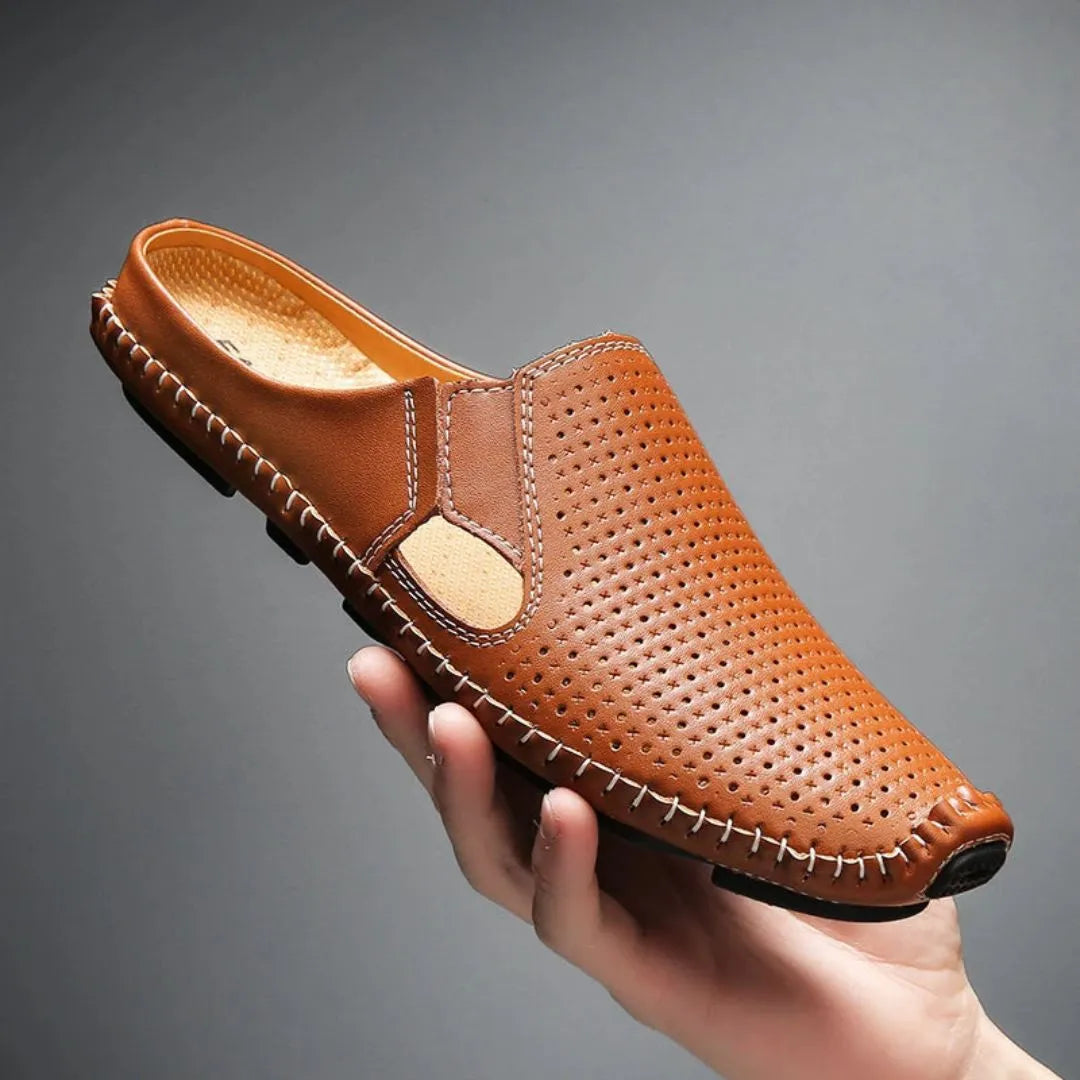 Street-Wave Eliano AirWeave Mules Perforated Faux Leather With Cushioned Insole And Ventilated Comfort