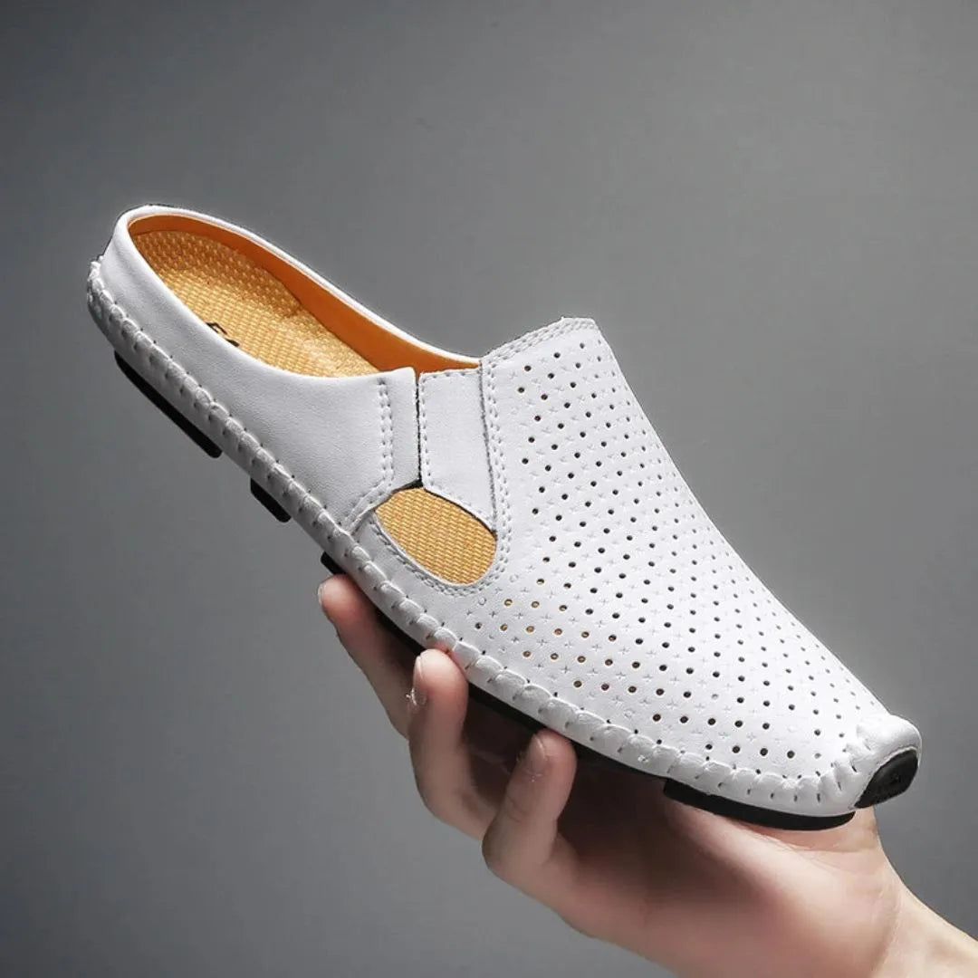 Street-Wave Eliano AirWeave Mules Perforated Faux Leather With Cushioned Insole And Ventilated Comfort