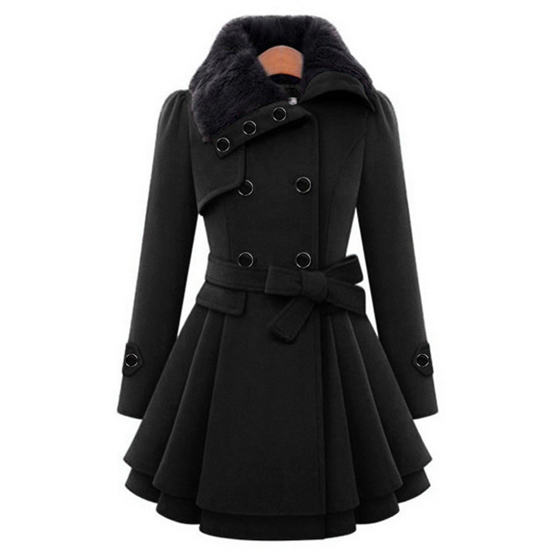 Street-Wave Long Winter Coat For Women With Fur Collar Warm Wool-Blend Stylish Luxurious Comfort