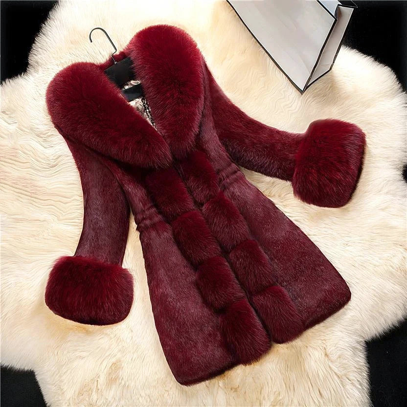 Street Wave Luxurious Long Winter Coat For Women With Contrast Collar And Removable Collar Chic Warmth