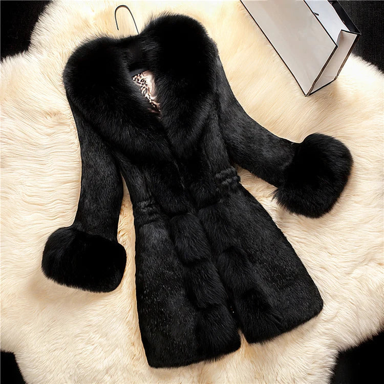Street Wave Luxurious Faux Fur Coat For Women With Plush Warmth And Timeless Trench Style