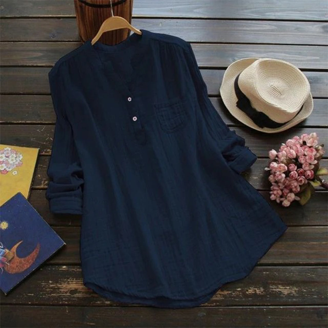 Street-Wave Women's Lightweight Cotton Shirt Relaxed Fit Mandarin Collar