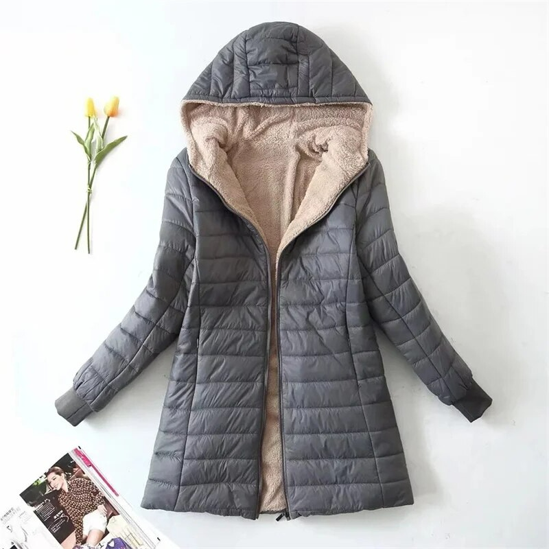 Street-Wave Long Puffer Coat With Fleece Lining For Women Winter Warmth And Comfort