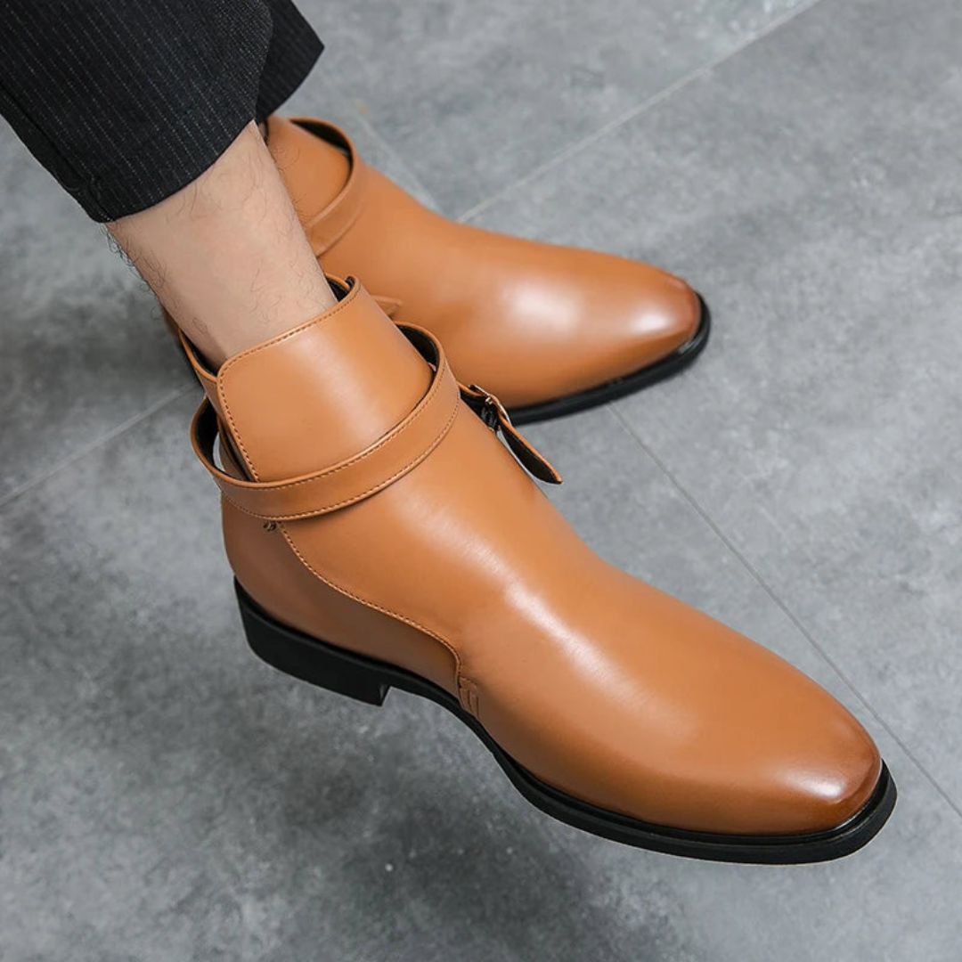 Leather Boots For Men Waylynn Enrique Sovereign Leather Sleek Ankle Strap