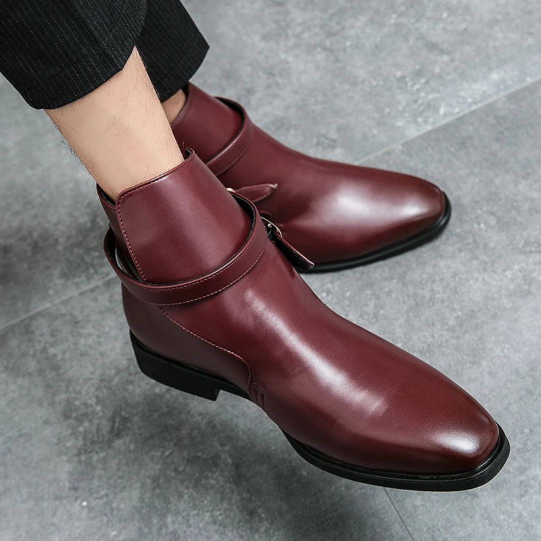 Leather Boots For Men Waylynn Enrique Sovereign Leather Sleek Ankle Strap