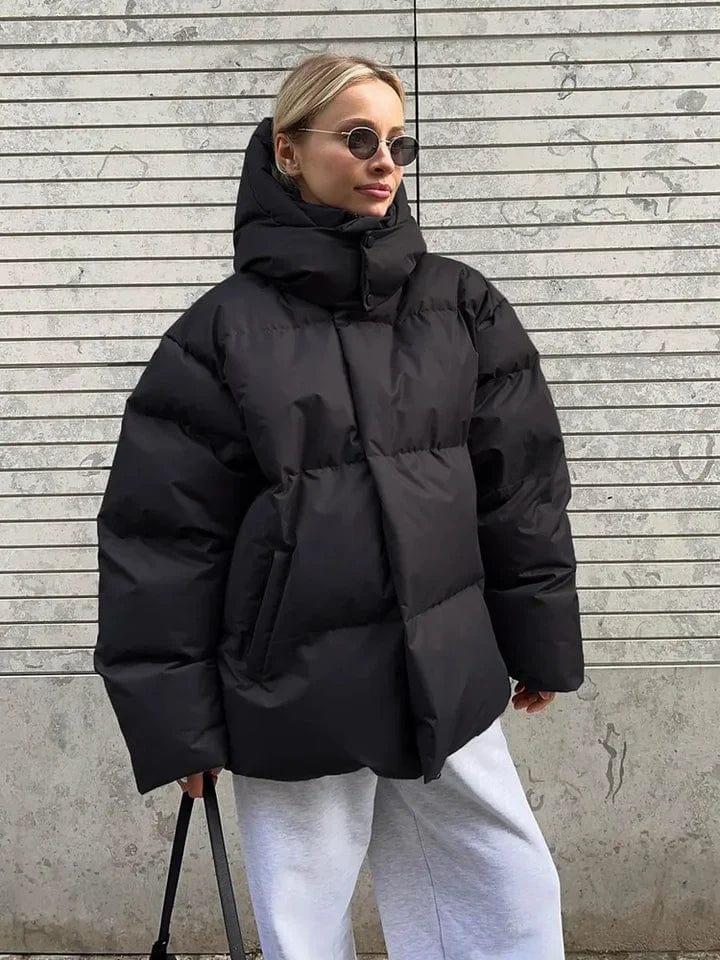 Street-wave Oversized Puffer Jacket Women Winter Coat Cozy Warmth Windproof High Collar Streetwear Ready