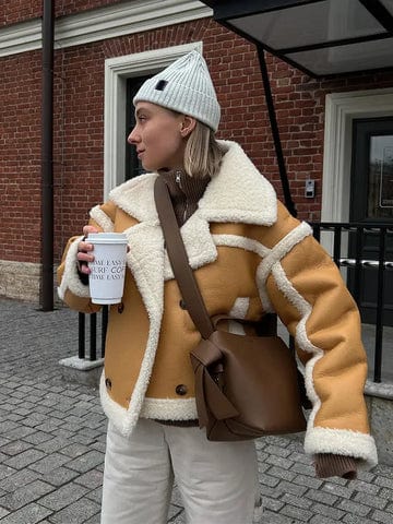 Street-wave Plus Size Women's Winter Coat Oversized Fit With Sherpa Trim For Curvy Women Warmth