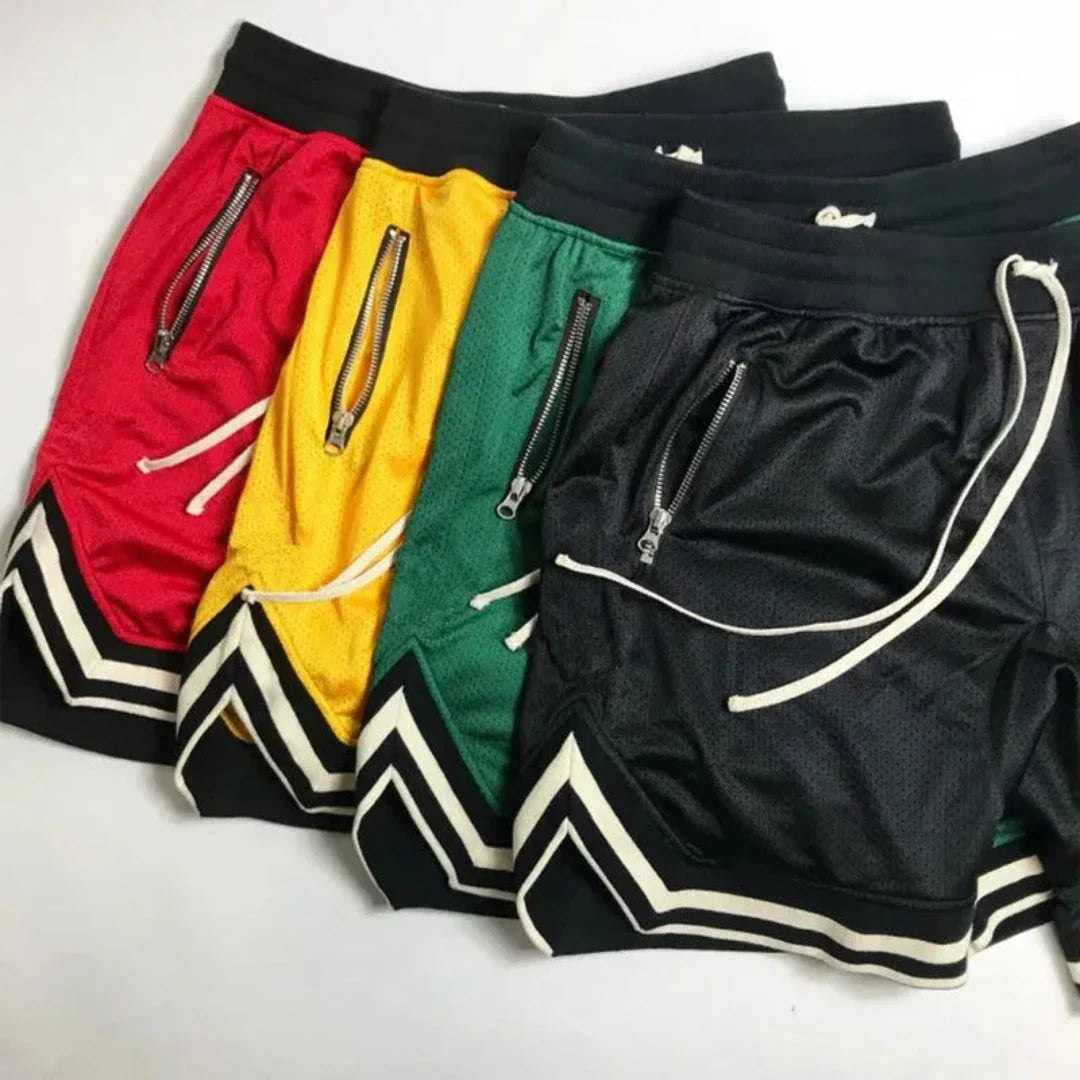 Waylynn Zippered Pockets Mesh Varsity Shorts for Athletes