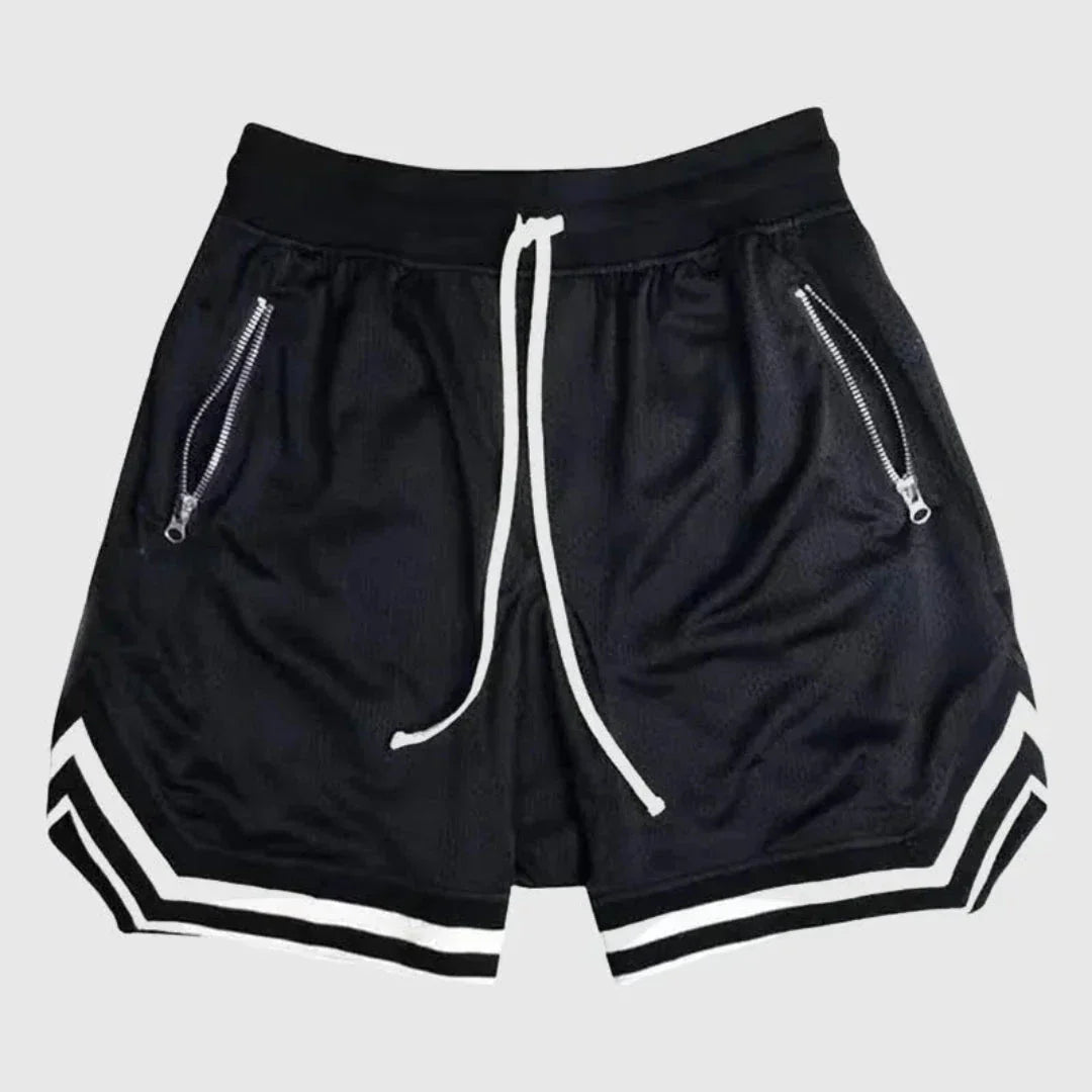 Waylynn Zippered Pockets Mesh Varsity Shorts for Athletes